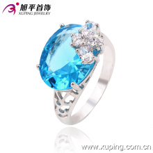 Aleación de circón de moda chapado anillo de dedo de la joyería de cristal de plata para las mujeres -13363